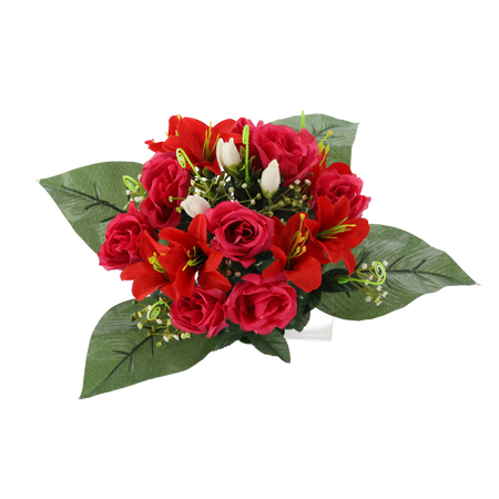 ARTIFICIAL BOUQUET OF FLOWERS ROSES AND LILES ASSORTED COLOURS