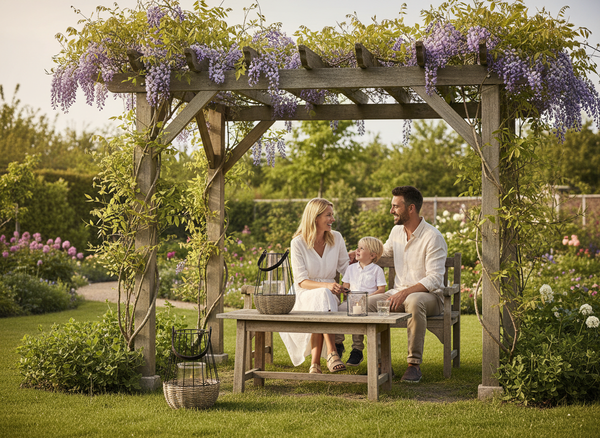 LAMPION METALOWY - CZARNO-BRĄZOWY 26/41 CM Z WKŁADEM SZKLANYM