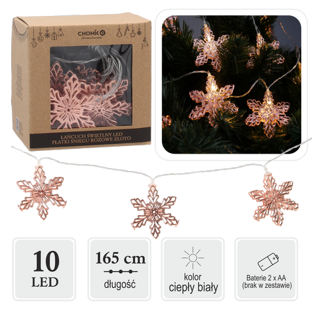 LANȚ DE LUMINĂ LED FULGI DE ZĂPADĂ 10 L AUR ROSU CALD ALB *1013
