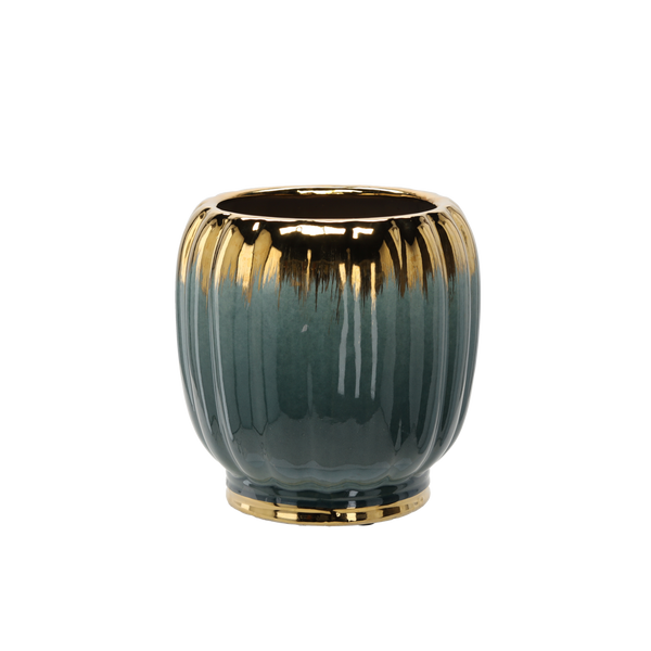 CERAMIC COVER FOR A POT 28 x 28 x 28,5 CM GOLD-TURQUOISE