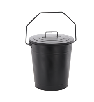 ASH COAL BUCKET WITH LID BLACK 12"