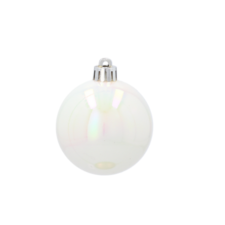 SET OF 6 BAUBLES 6 CM WHITE