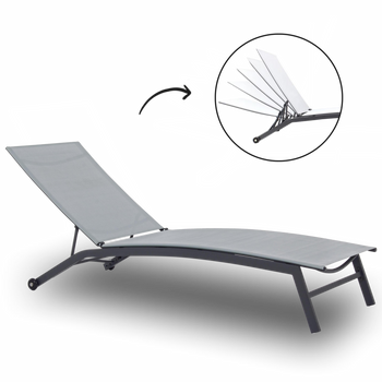 GARDEN LOUNGER 195X63X90CM GREY