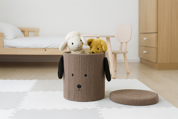 STORAGE POUF 28 x 28 x 34 CM DARK BEIGE