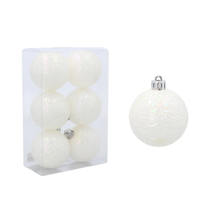 KPL. 6 BOMBONE DE CRĂCIUN 6 CM ALB *2815