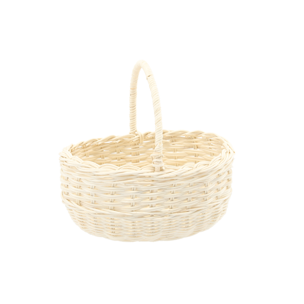 Ratanový košík 22 x 17 x 11/21 CM s úchopem - bílý *8840