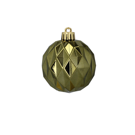 SET OF 6 GLOSSY BAUBLES 6 CM OLIVE/COPPER/GRAPHITE