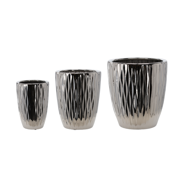 CERAMIC COVER FOR A POT 45 x 45 x 51,5 CM SILVER WAVY