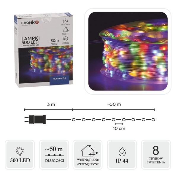 LAMPICI LED MICRO PE RELEU 500L MULTICOLOR, LUNGIME 3 + 50 M *0139