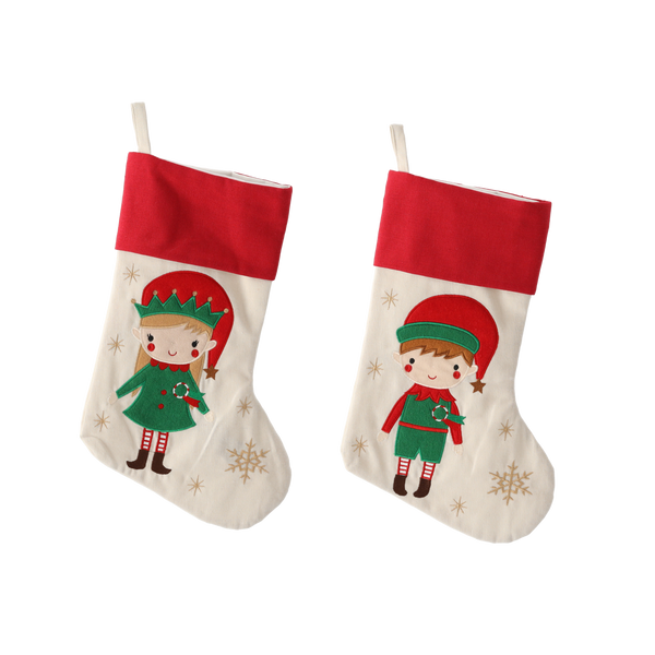 CHRISTMAS STOCKING 46 CM BEIGE MIXED PATTERNS pack=12pcs