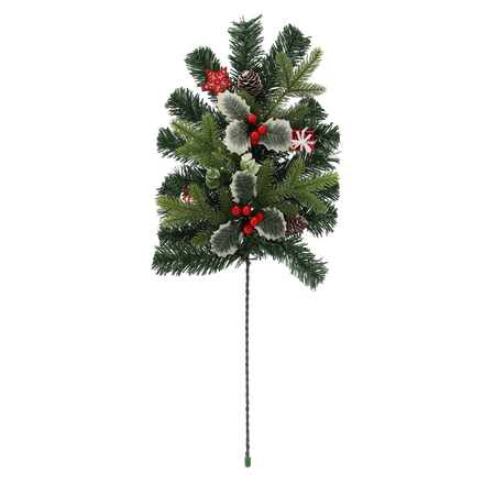 CHRISTMAS DECORATION - BRANCH 60 CM RED WITH HOLLY