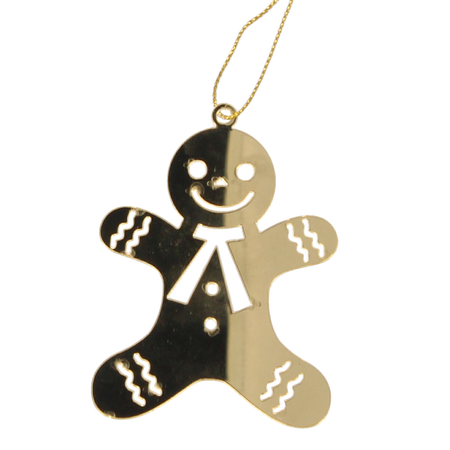 SET OF 3 CHRISTMAS DECORATIONS - GOLD GINGERBREAD 6 x 8 CM