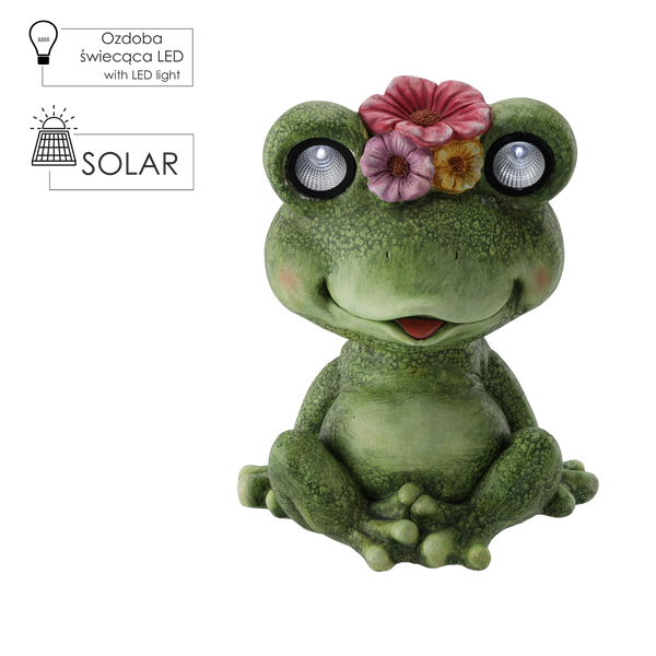 GARDEN FIGURINE - FROG WITH GLOWING EYES 30,5 x 22,5 x 37,5 CM LED