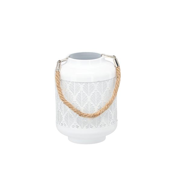 KOVOVÝ LAMPION H 19/33 CM - BÍLÝ *9173
