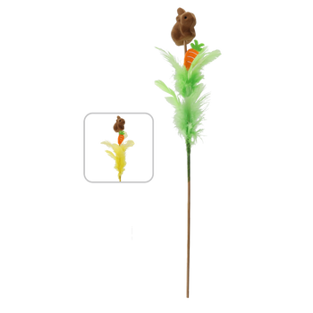 OZDOBA WIELKANOCNA NA PIKU - ZAJĄCZEK Z PIÓRKAMI 30 CM MIX 2 KOLORÓW opak=12szt *9533