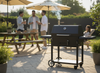 CHARCOAL GARDEN GRILL WITH LID, CAST IRON GRATE AND CASTORS 153 x 65 x 137 CM