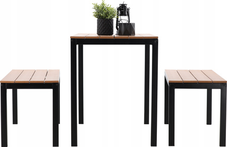 Súprava záhradného nábytku STOL 110 x 58.5 x 75.5 CM + 2 LAJKY 110 x 39 x 45 CM HNEDÁ *0858