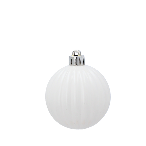SET OF 9 BAUBLES 6 CM WHITE