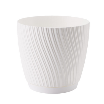 HLINENÝ KVETINÁČ MIKA ECO RECYCLED S PODSADKOU 270MM BIELY*4544