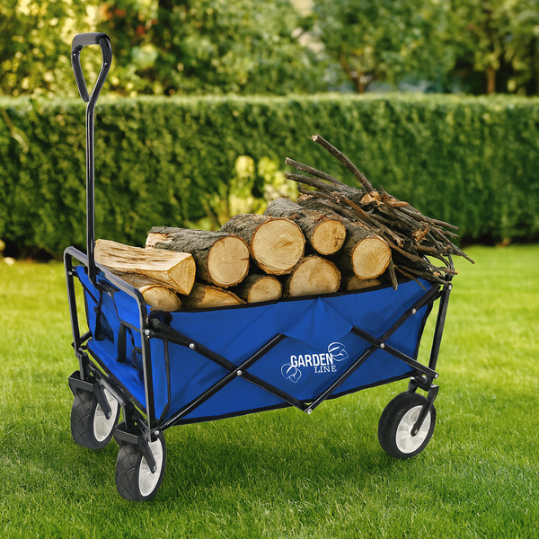 WÓZEK OGRODOWY NIEBIESKI SKŁADANY 116x54x90cm *3556