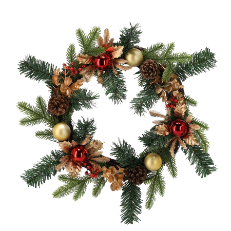 CHRISTMAS WREATH 40 CM RED AND GOLD
