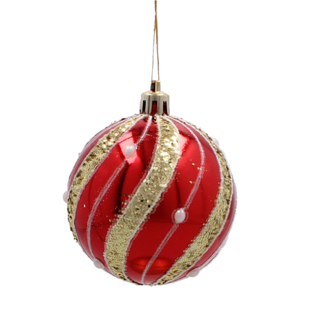 SET OF 6 CHRISTMAS BAUBLES RED 7 CM