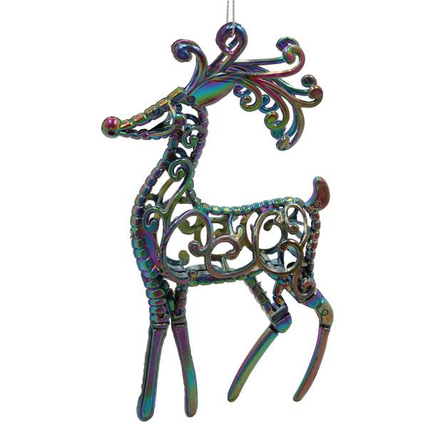 CHRISTMAS TREE DECORATION ELK WITH PETROL EFFECT 10 x 16 CM