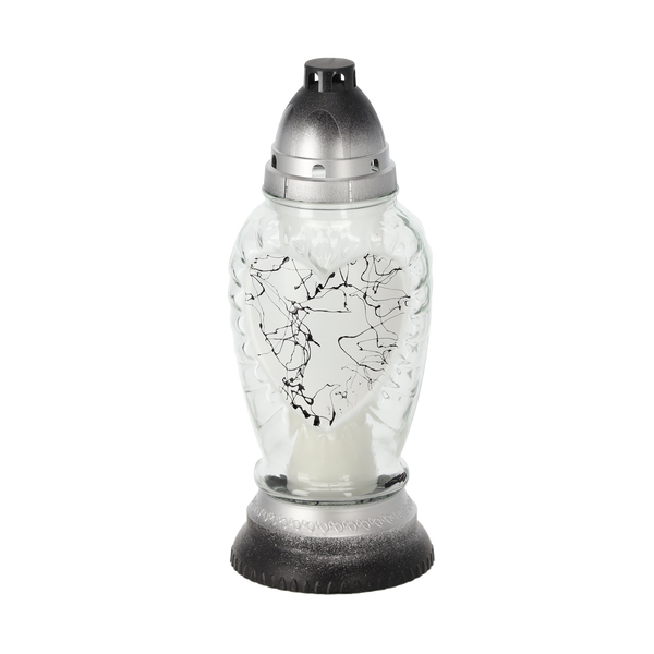 LUMÂNARE 29CM/40H Z385 INIMĂ MARMUR ALB-ARGINTIU PACHET=2611*2611