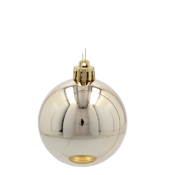 SET OF 9 BAUBLES 6 CM CHAMPAGNE/GRAY/WHITE