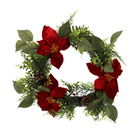 UMELÝ KVIET - VENEC S POINSETTIOU 40 CM balenie=2 ks *3283