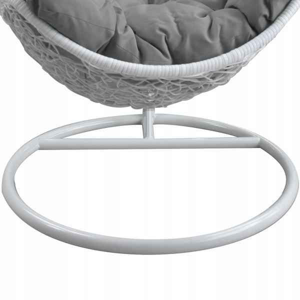 FOTEL WISZĄCY BIAŁY, PODUSZKA - CIEMNOSZARA , RAMA - BIAŁA, POŁÓWKA