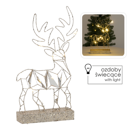 Vianočná ozdoba - stojaci LED sob 38 cm geometrický *6338