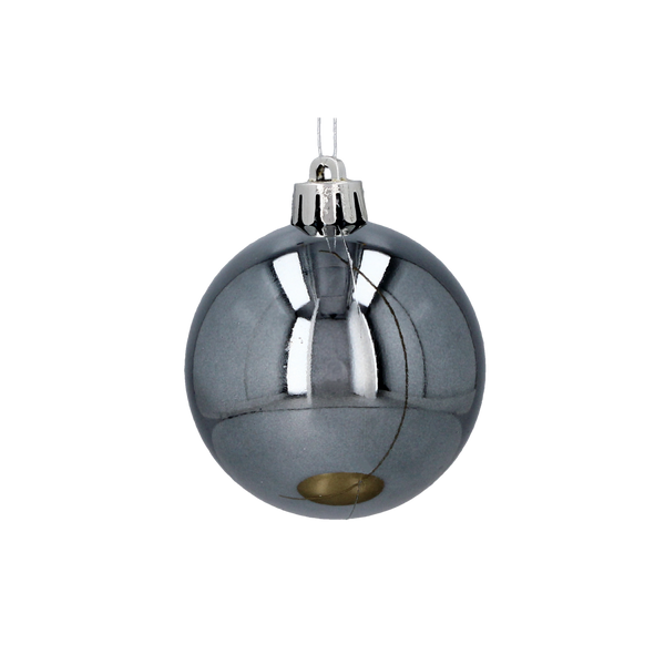 SET OF 12 BAUBLES 6 CM OLIVE/COPPER/GRAPHITE MIX DESIGNS