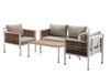 ALUMINUM FURNITURE "BELGRAD" SET (SOFA + 2 ARMCHAIRS + TABLE) BEIGE + BEIGE CUSHIONS