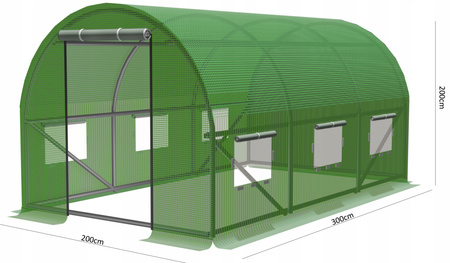 TUNEL DE GRĂDINĂ DIN POLIETILENĂ 3 SEGMENTE 3 x 2 x 2 M VERDE CU OPȚIUNE DE VENTILARE SUPLIMENTARĂ *3910