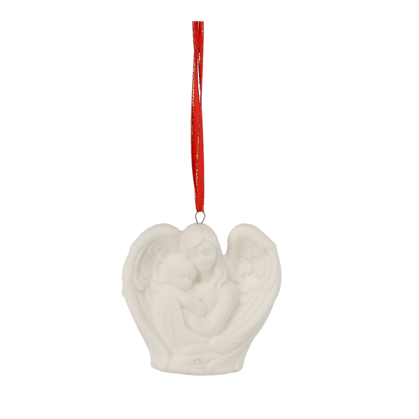 KERAMICKÁ FIGURKA - ANDĚL S KŘÍDLY A ZAVĚŠENÍM BÍLÝ 7 CM bal=12ks *1471