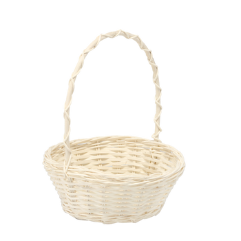 KOSZYK RATTANOWY 20/14 x 8/24 CM Z UCHWYTEM - BIAŁY *4170