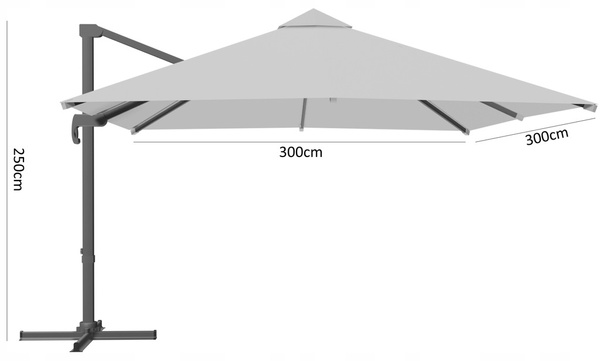 GARDEN UMBRELLA "ROMA" 3 X 3 M GRAY WITH COVER