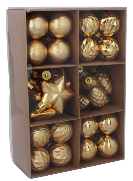 SET OF 47 BAUBLES 4-6 CM RED/GOLD/SILVER MIX DESIGNS