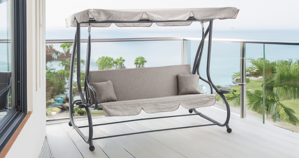 LEAGĂNĂ DE JARDIN 210 x 120 x 170 cm GRI MELANJ CU FUNCȚIE DE ȘEZLONG *3095