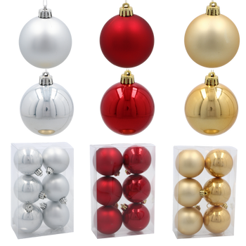 KPL. 6 BOMBEK 6 CM RED / GOLD / SILVER *3863