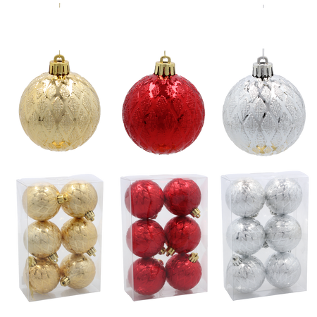KPL. 6 BOMBEK 6 CM RED / GOLD / SILVER *3832