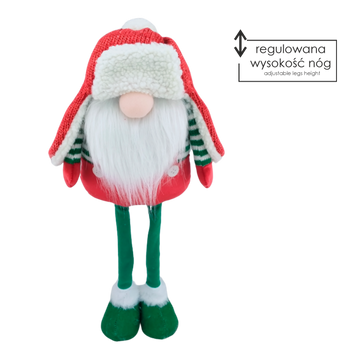 HOLIDAY GNOME WITH ADJUSTABLE LEGS 30 - 48 CM RED - GREEN