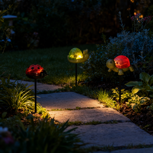 SOLÁRNÍ LAMPA VESNICKÝ ŽELVIČKA / SLIMÁK / BERUŠKA TEPLÁ BÍLÁ disp=12ks *4351