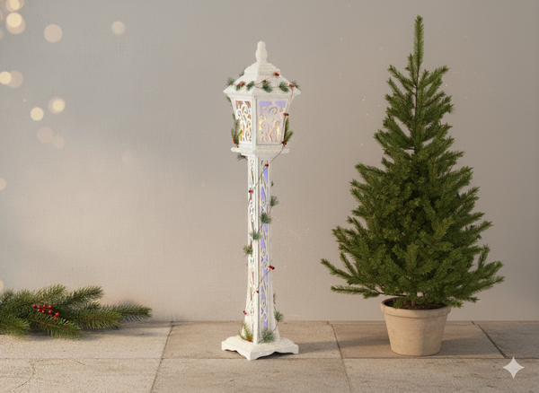 LANTERNĂ SĂRBĂTOARE ALBĂ LED 20 x 20 x 120 CM *5287