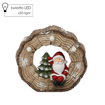 FIGURINE OF THE NATIVITY SCENE - SANTA IN TREE STUMP 29 X 12 X 28 CM LED