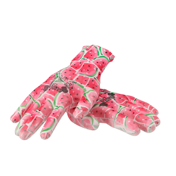 GARDEN GLOVES "7" PATTERN, POLYESTER WITH POLYURETHANE PACKET=12