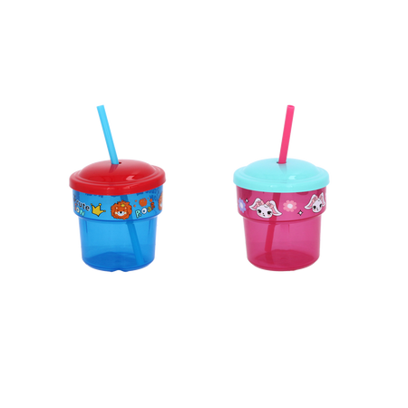 KUBEK PLASTIKOWY 200 ML Z RURKĄ *2085