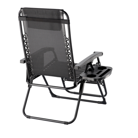 FOLDING GARDEN SUN LOUNGER WITH BASE, POCKET AND HEADREST BLACK 65 X 176 X 110 CM