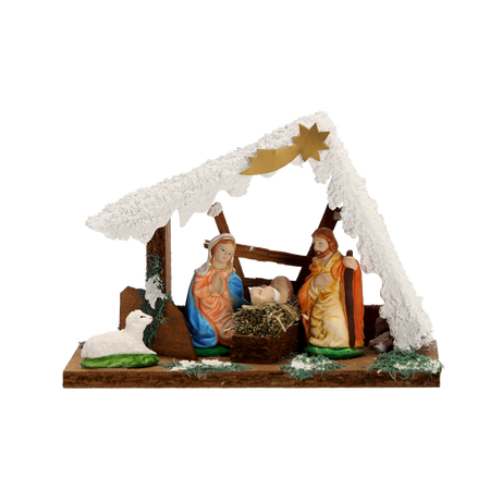 TRADITIONAL NATIVITY SCENE ST1 MEDIUM SNOWED